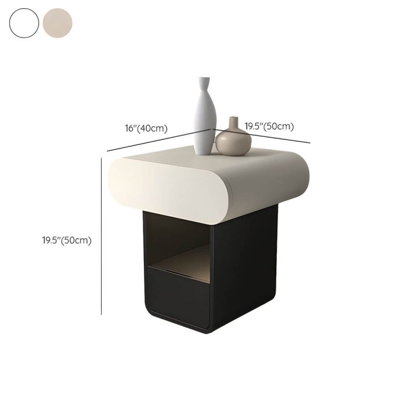 "Dimension of Art Natural Wood Nightstand With Drawer Organization and 2 Drawers, Trapezoid Shape Base Included - Cream 1 Piece 20"L x 16"W x 20"H"