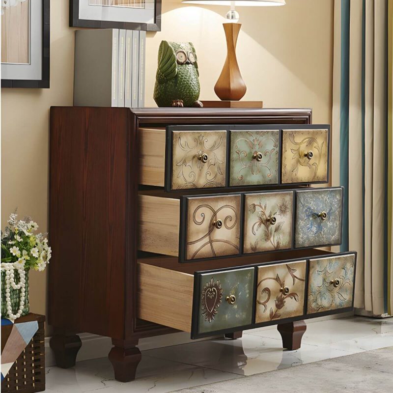 "American Retro Storage Chest Solid Wood Storage Chest Dresser for Bedroom - Blue 47"L x 17"W x 35"H"