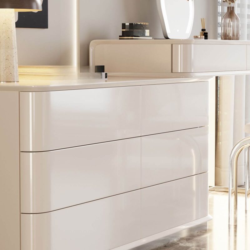 "LED Lighting 2-in-1 Scalable Makeup Vanity with Push-Pull Function, Makeup Vanity (31") & Dresser (51")"
