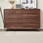 "Modish Brown Hardwood Horizontal Console Dresser with 9 Drawers Bedroom, 57"L x 18"W x 35"H"
