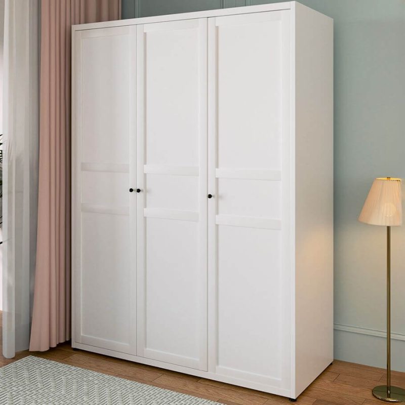 "Simplistic Chalk Steel Wardrobe Closet with Interior Shelves and Hanging Rod, 58"L x 24"W x 99"H"
