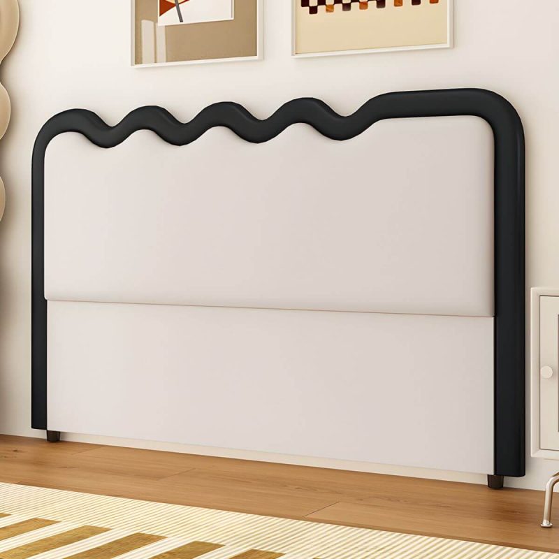 "Rectangular Standard Free-standing Wood Panel Headboard in Modern Style - Black and White 71""
