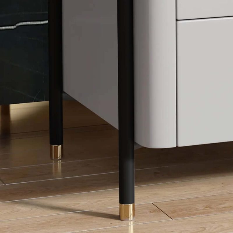 "Modern Luxury Gray Nightstand 2-Drawer Bedside Table with Sintered Stone Top"