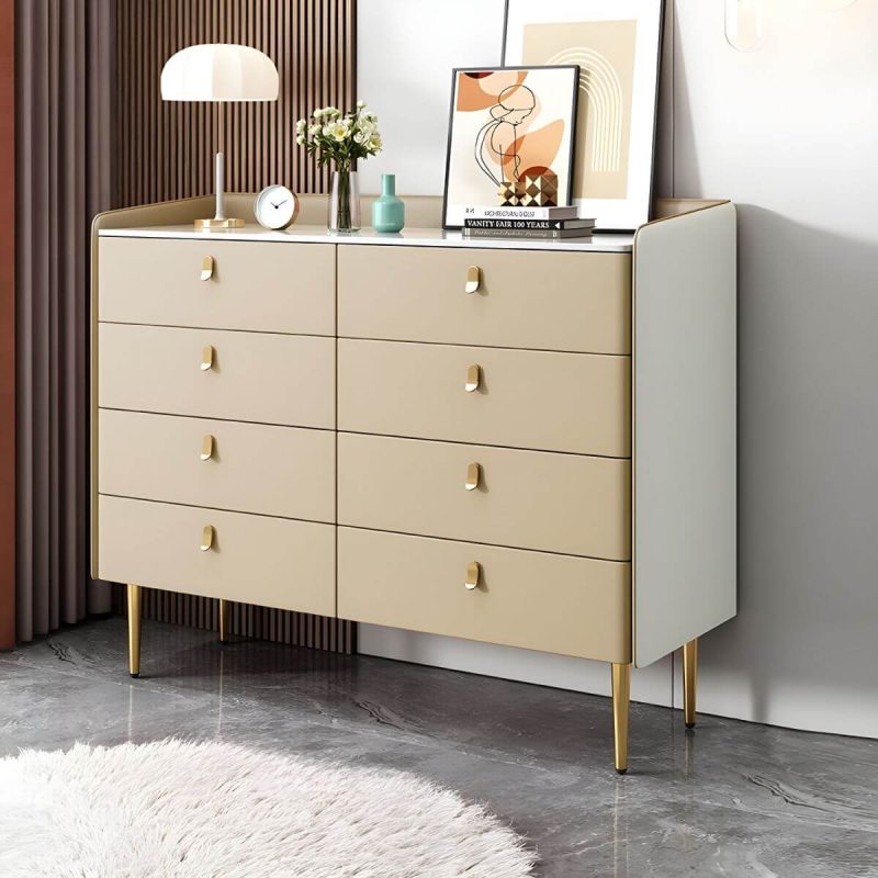 "modern White Slate Countertop Storage Chest Galant Style with Drawers - Champagne 47"L x 16"W x 38"H"