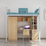 "Dove Grey Alloy Loft Bed with Guard Rail and Built-In Desk for Living Room, 35"W x 75"L"