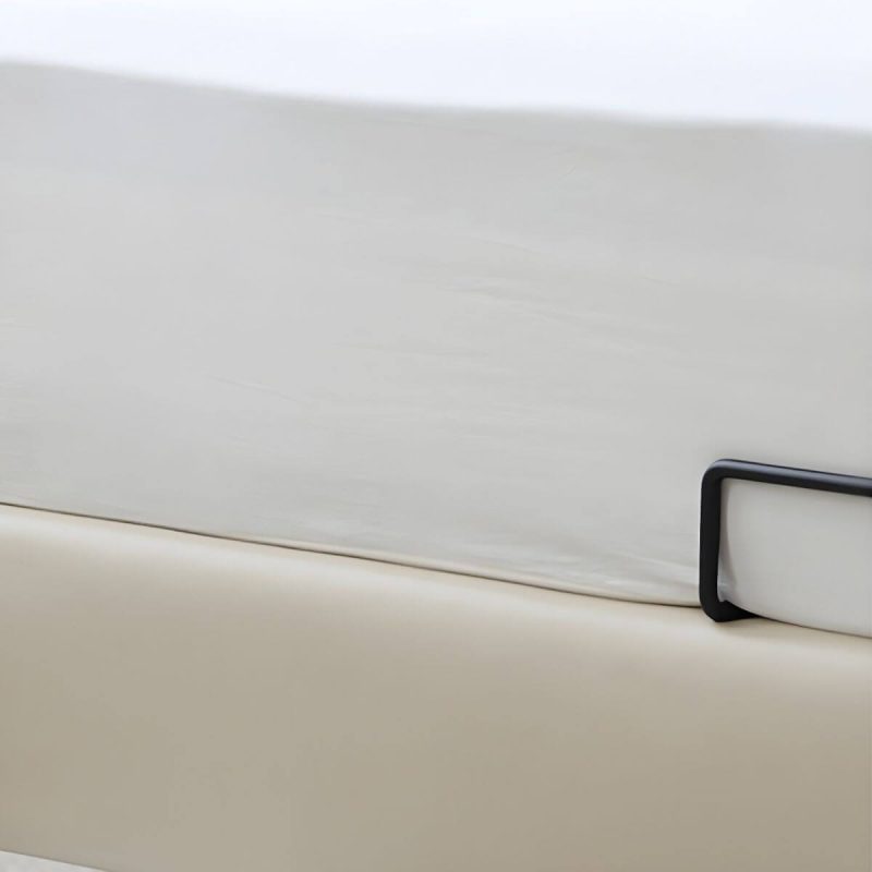 "Leather Standard Bed Contemporary Wood Frame Bed with Upholstered Headboard - 71"W x 79"L Single Bed Cream"