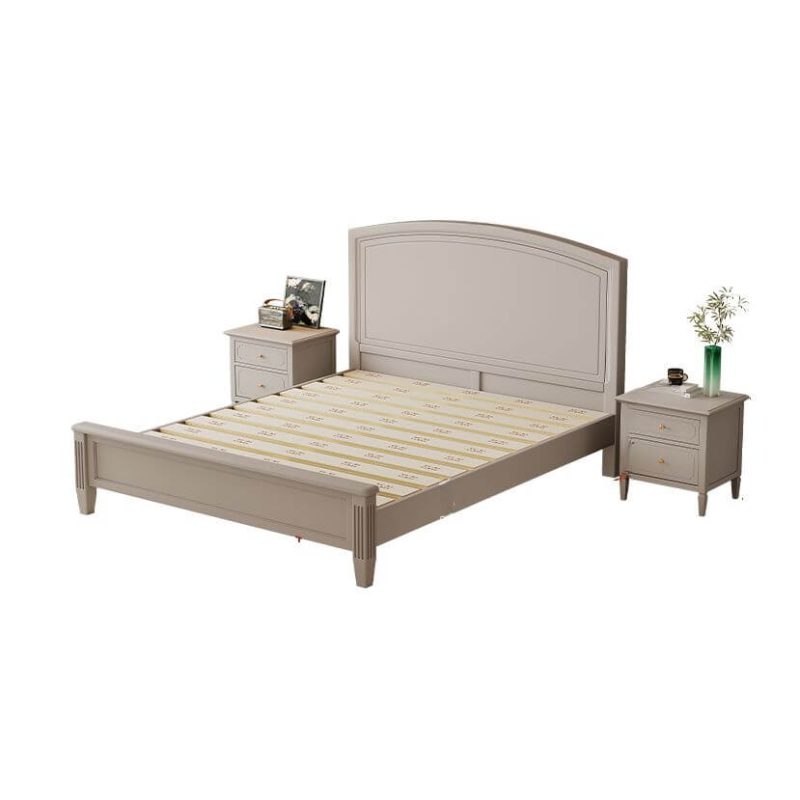 "Industrial Natural Wood Platform Bed with Panel Headboard, 59"W x 79"L, Panel Bed"