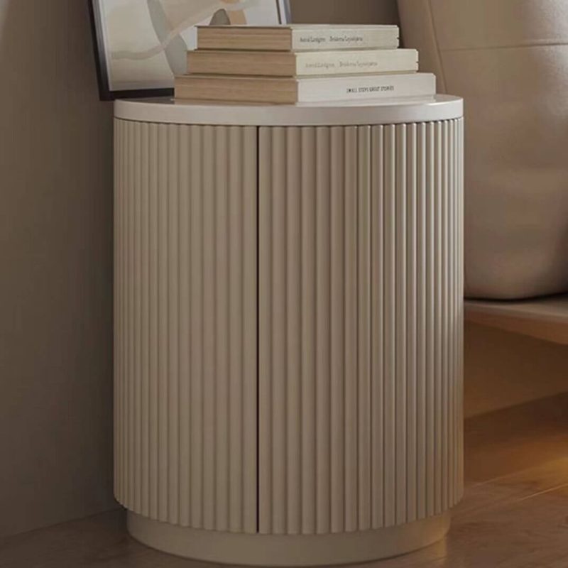 "Trendy Right Orientation 1 Cabinet Solid Wood Nightstand With Drawer Organization, Khaki"