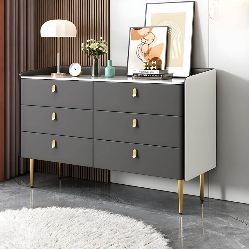 "modern White Slate Countertop Storage Chest Galant Style with Drawers - Dark Gray 47"L x 16"W x 31"H"