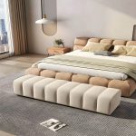 "Tufted Upholstered Modern Bedroom Bench in Solid Color - Short Height - 59"L x 20"W x 16"H Beige"