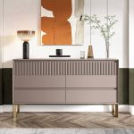 "Dove Grey Simple 3-Tier Double Dresser, 63"L x 16"W x 35"H"