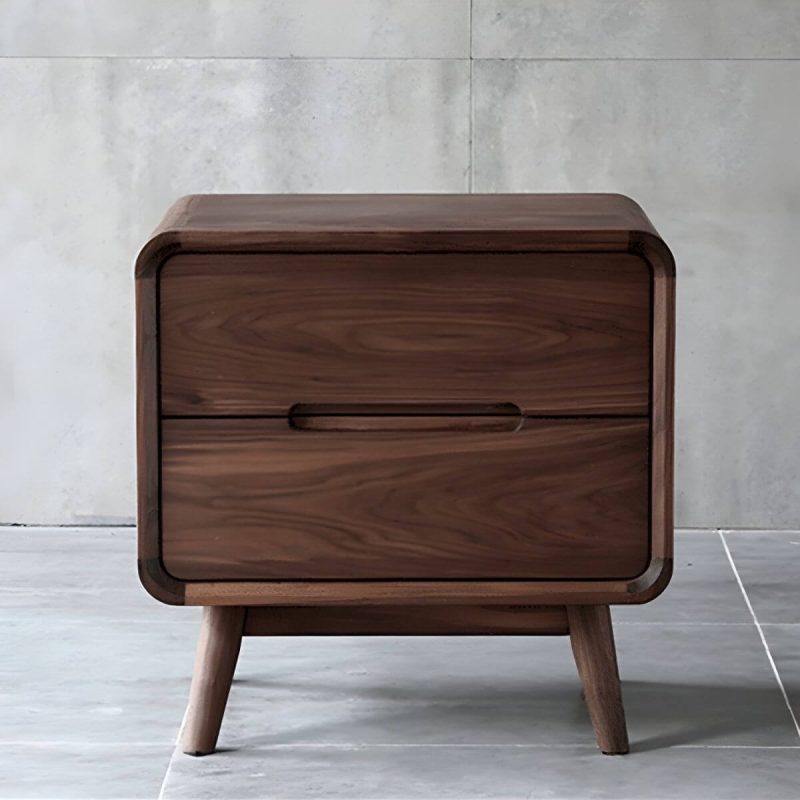 "Elegant Walnut Wood Traditional Nightstand with Drawer Storage in Brown - 1 Piece"