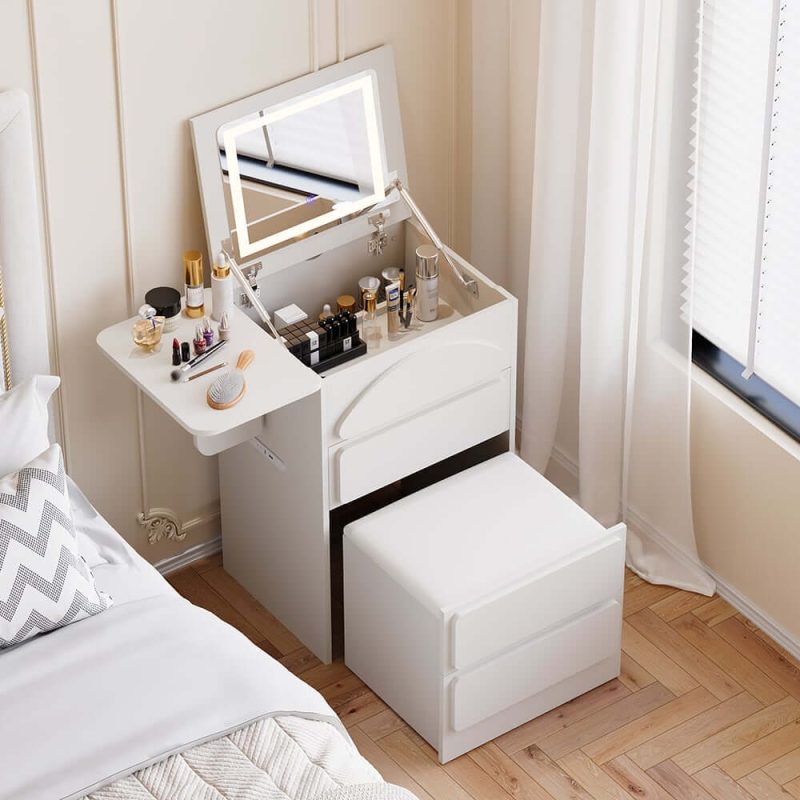 "Mini Smart Makeup Vanity Set with with Mirror & Lights"