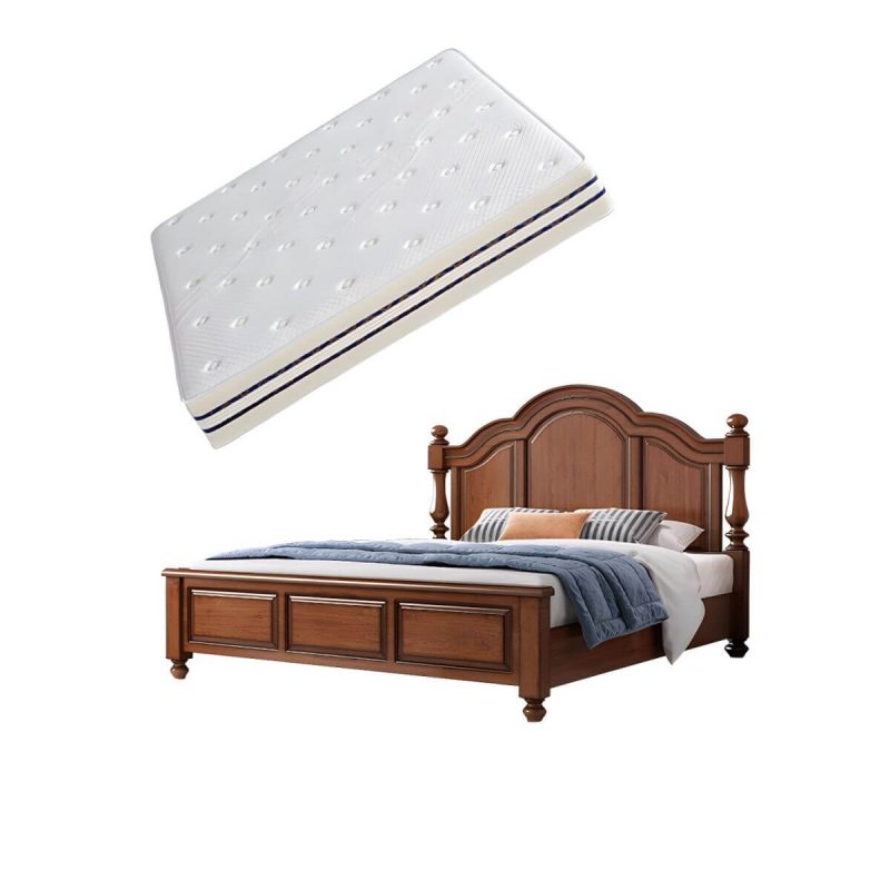"Mid-Century Modern Standard Bed Solid Wood Panel Bed with Headboard - Bed & Mattress Panel 71"W x 79"L"