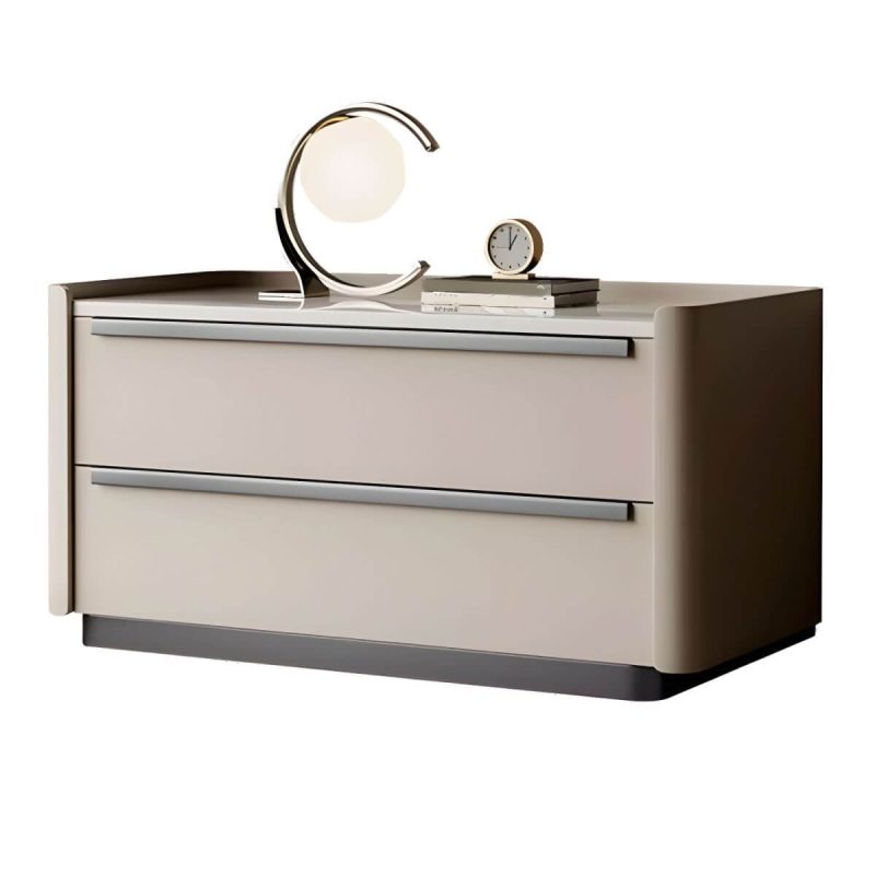 "Modern Wood Nightstand with Drawer Storage, Light Wood Tone & Small Size - Orange 1 Piece 28"L x 16"W x 20"H"