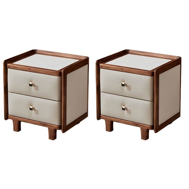 "Wood Nightstand with Drawers - Stylish, Small Size for Bedroom Storage - 2 Piece Set Drawer Pulls 19.7"L x 16.5"W x 20.5"H"