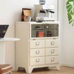 "5 Drawers Alloy Countertop Modern Simple Style Bachelor's Chest Nightstand, Olive Green, 31"L x 19"W x 38"H"
