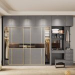 "Trendy Dove Grey Reclaimed Wood Detached Wardrobe Armoire with Compartments, Soft Close Door, and Interior Shelves, 87"L x 24"W x 79"H"