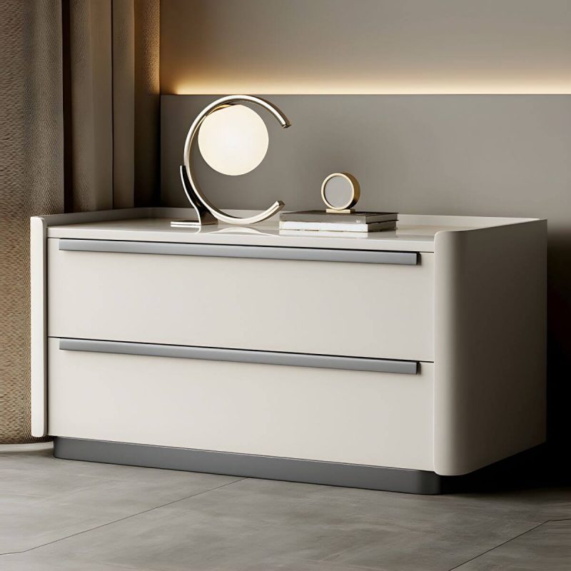 "Modern Wood Nightstand with Drawer Storage, Light Wood Tone & Small Size - Off-White 1 Piece 20"L x 16"W x 20"H"