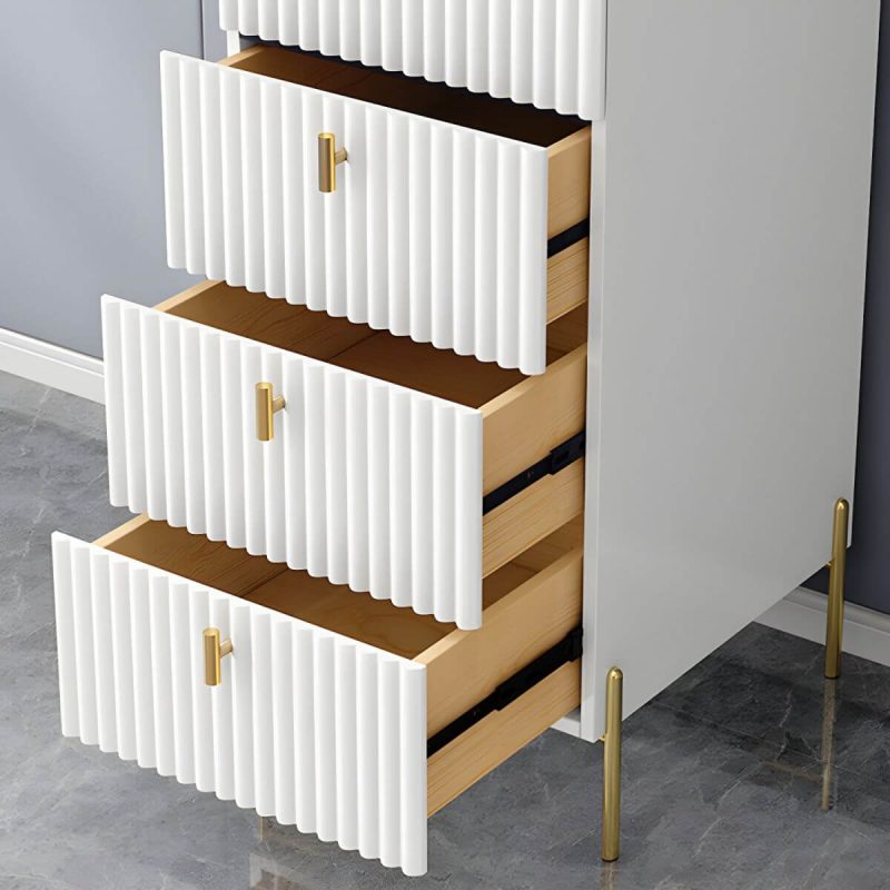 "Modern 3-Cabinet Feature Wood Wardrobe Armoire with Hinged Door Mechanism - White"