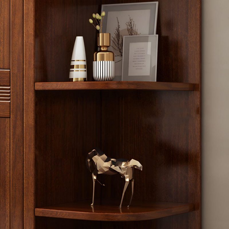 "Wood Brown Rustic Wardrobe Armoire with Drawers & Shelves, Walnut Finish - 52"L x 23"W x 81"H"