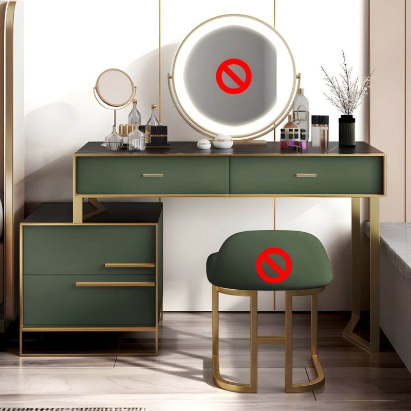 "Luxurious Metal Make-up Vanity 4 Solid Wood Drawers Dressing Table - Makeup Vanity 31"L x 16"W x 30"H Green"