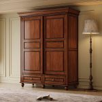 "Simplistic Dove Grey Timber Almirah with 2 Drawers, Interior Shelves, and Hanging Rod"