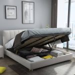 "Upholstered Panel Bed with Sponge Fill and Tool-Free Assembly for Living Room Comfort, Lift Up Storage, White, 59"W x 79"L"