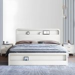 "Nordic Style Solid Wood Upholstered Headboard Wood/white/walnut Bed - Walnut Queen Single Bed Unavailable"