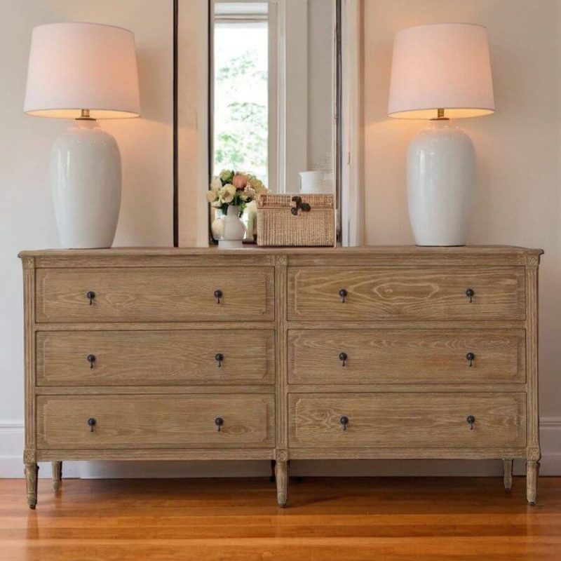 "Victorian Oak 3-Tier Cube Double Dresser, Brown, 63"L x 18"W x 31"H"