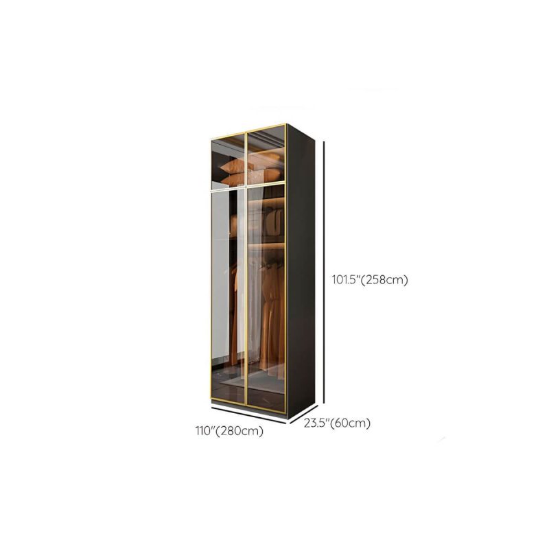 "Dimension of Modern Glass Wardrobe Wardrobe Armoire Wardrobe Cabinet for Home - Armoire with Top Cabinet 31.5"L x 23.5"W x 83"H"