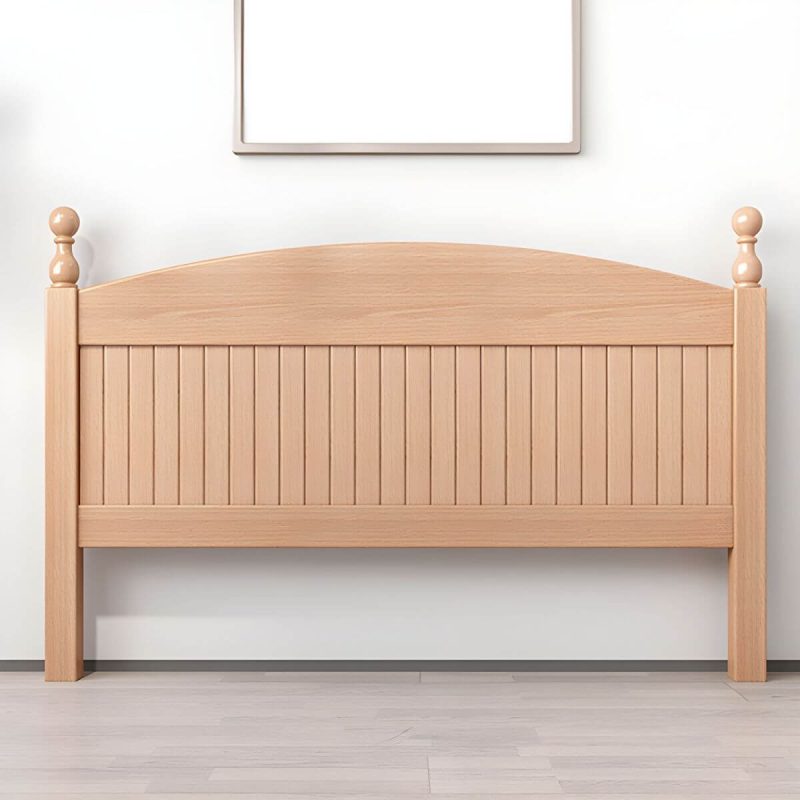 "Scandinavian Brown Wood Headboard with Panel Style in Natural - Storage Not Included Arched 79""