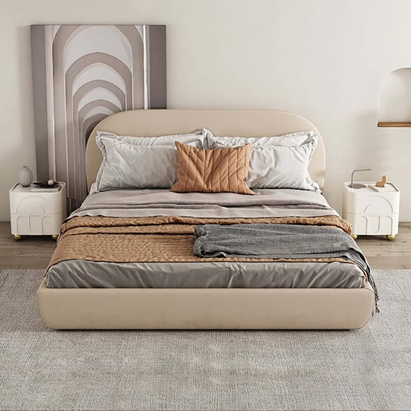 "Modern White Smart Nightstand with Wireless Charger & Sintered Stone Top Bedside Table"